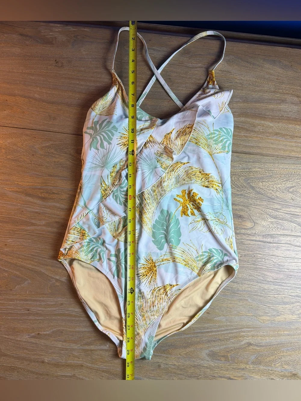 Tropical Leaf One-Piece Swimsuit in Mint & Gold